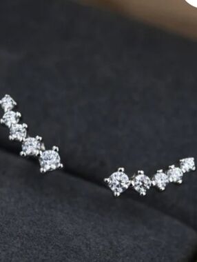I Am Classic Sterling Silver Cubic Zirconia Ear Climbers